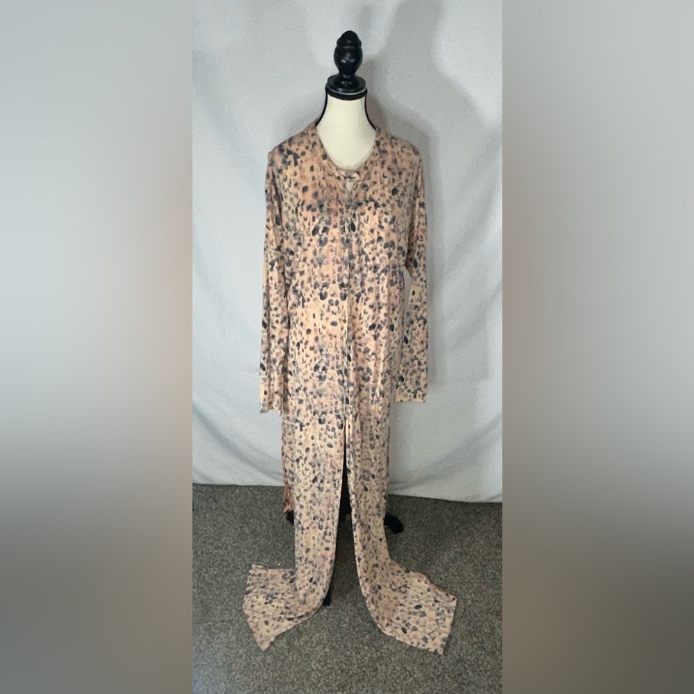 Intimately Free People Cheetah Print Maxed Out Maxi Button Dress Robe Duster Med - Picture 3 of 12